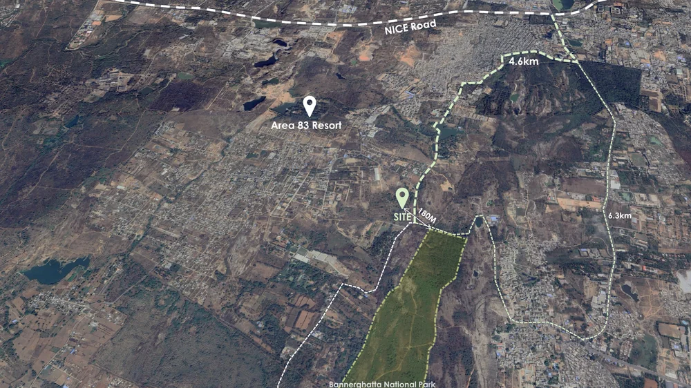 Nambiar Bannerghatta location map showing the Bannerghatta-Kanakapura corridor and NICE Road